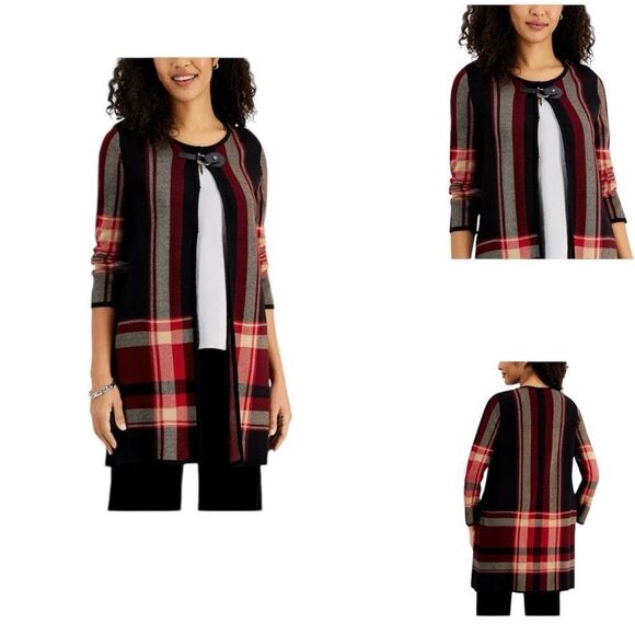 Kasper Plaid Flyaway Jacket Fire Red Combo - Size XL - Picture 11 of 11